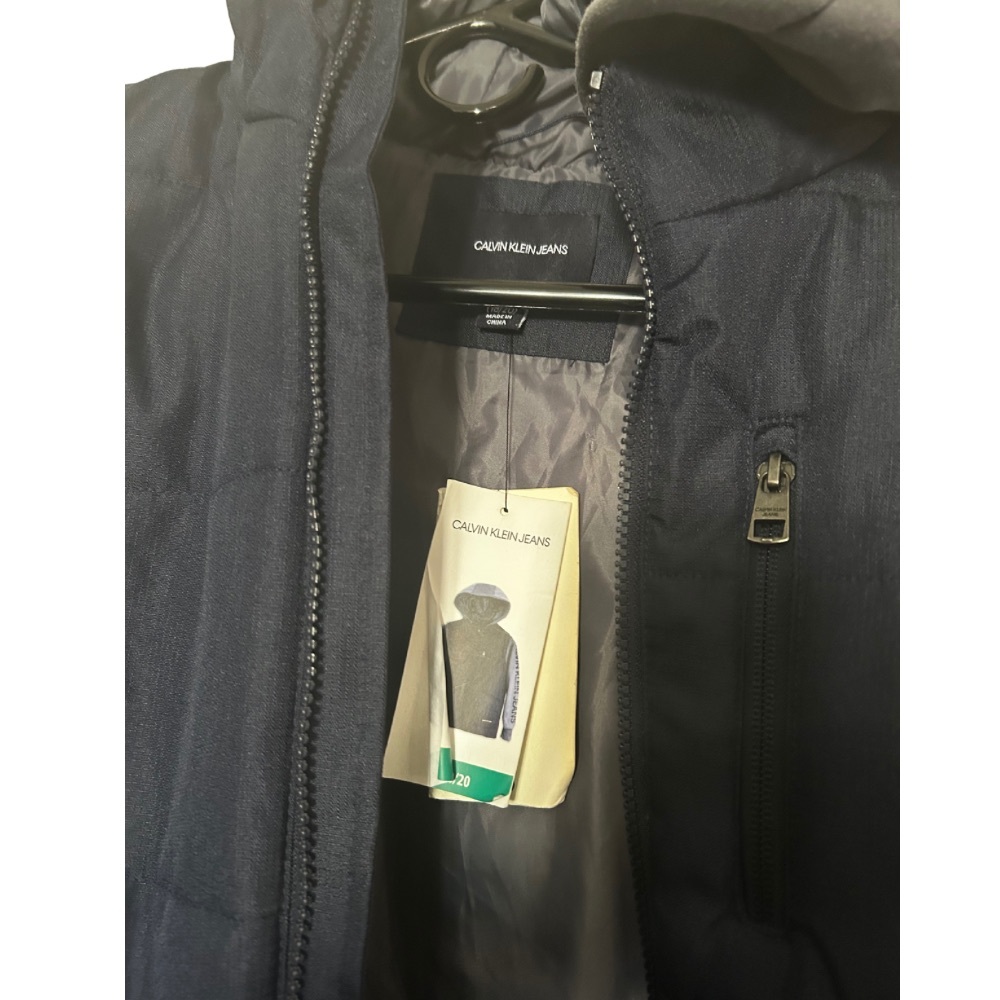 New Calvin Klein Boys XL 18/20 Dark Blue and Light Gray Hooded Jacket - Picture 5 of 7